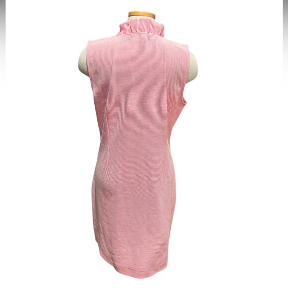 Talbots Plus Shift Dress Pink White Stripe Ruffle V Neck
Sleeveless Size 16 NWT - Picture 6 of 8
